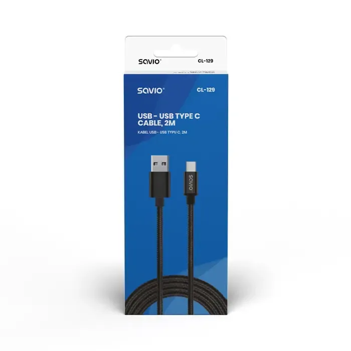savio cl-129 usb cable 2 m usb 2.0 usb a usb c black - slika 3