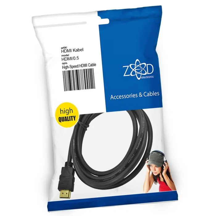 zed electronic hdmi kabel, 0.5 met - hdmi/0.50 - slika 2