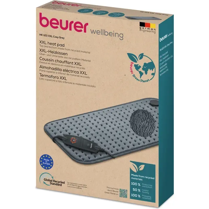 beurer xxl hk 123 cozy grey green planet, heating pad (grey, 60 x 30 cm) - slika 3