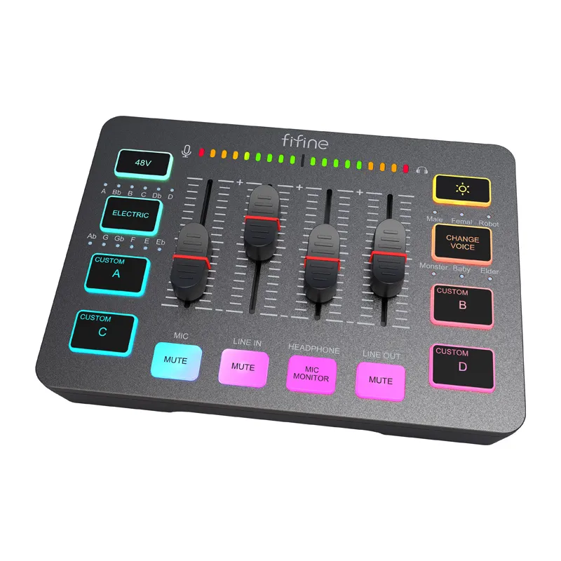 fifine sc3 audio mixer (black) - slika 3