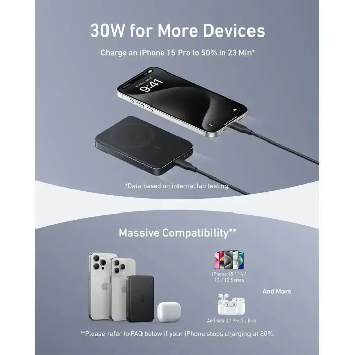 anker maggo 10k slim wireless powerbank, black - slika 2