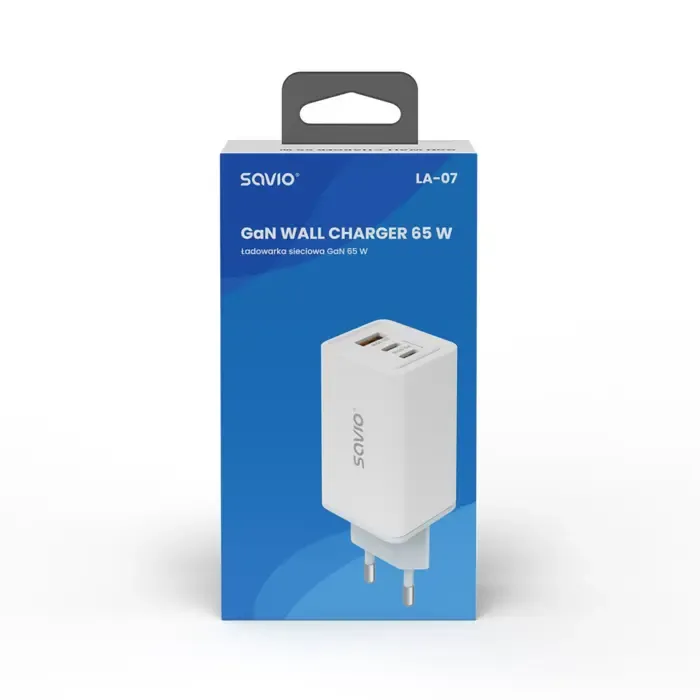 savio la-07 gan 65w mains charger, usb, qc4.0+, pd 3.0, white - slika 4