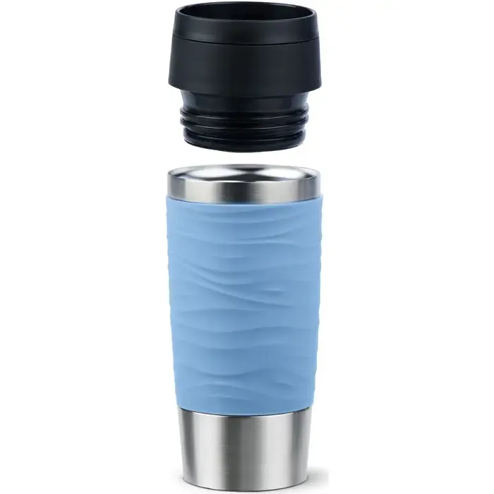 emsa travel mug waves thermal mug (light blue/stainless steel, 0.36 liters) - slika 2
