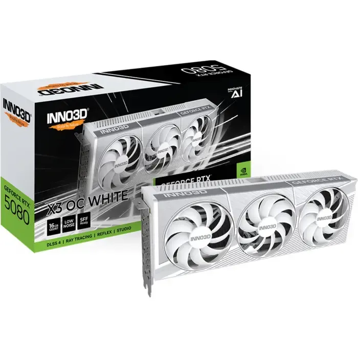 inno3d geforce rtx 5080 x3 oc white, graphics card white, dlss 4, 3x displayport, 1x hdmi 2.1 - slika 1