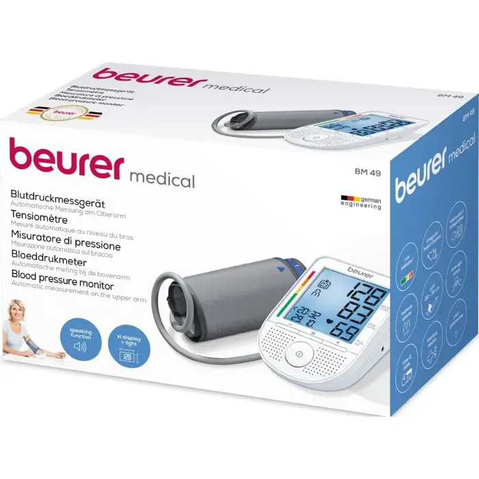 beurer bm 49 talking upper arm blood pressure monitor (white) - slika 2