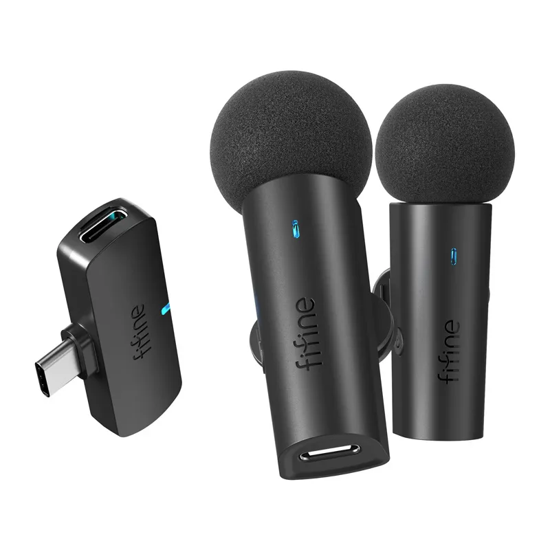 fifine m8 wireless tie microphone set, 2pcs (black) - slika 2