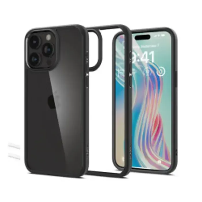 spigen crystal hybrid, matte black - iphone 15 pro max (acs06449) - slika 1