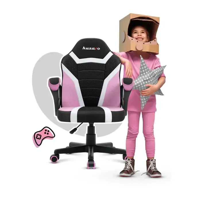 gaming chair for children huzaro ranger 1.0 pink mesh - slika 2