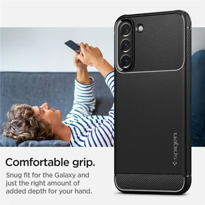 spigen rugged armor, zaštitna maska za telefon, mat crna - samsung galaxy s22 - slika 3