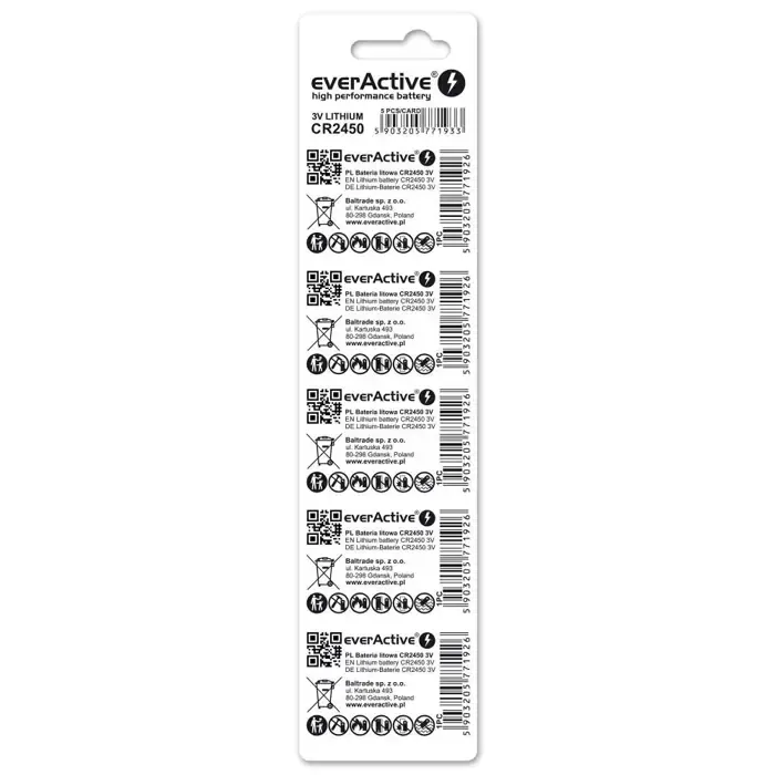 lithium battery mini everactive cr2450 5 pcs. - slika 2