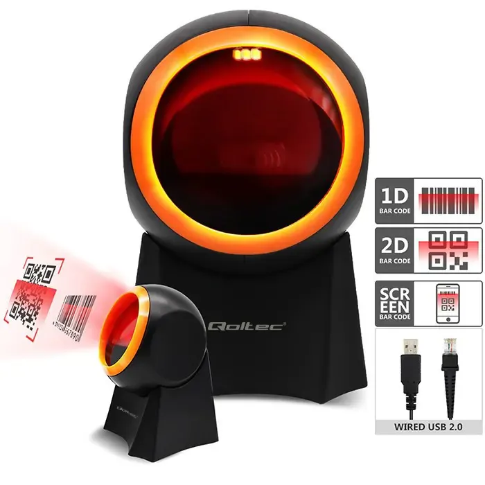 qoltec 50857 wired desktop barcode scanner 1d | 2d - slika 3