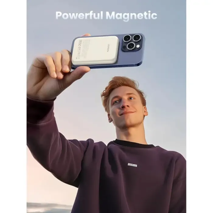 ugreen prijenosni punjač 10.000 mah, bežično punjenje do 15w, usb-c, power delivery do 20w, bijeli - slika 2