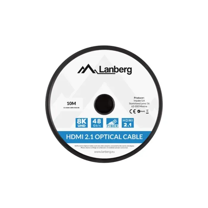 lanberg hdmi cable lanberg hdmi cable m/m v2.1 10m optical aoc black - slika 3