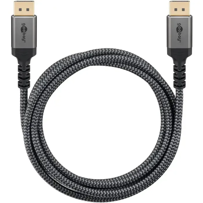goobay plus displayport 2.0/2.1 cable, 8k @ 144hz, 54 gbit/s (gray, 2 meters) - slika 4