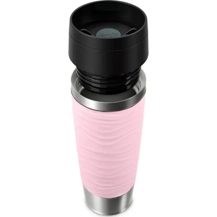 emsa travel mug waves grande thermal mug (light pink/stainless steel, 0.5 liters) - slika 3