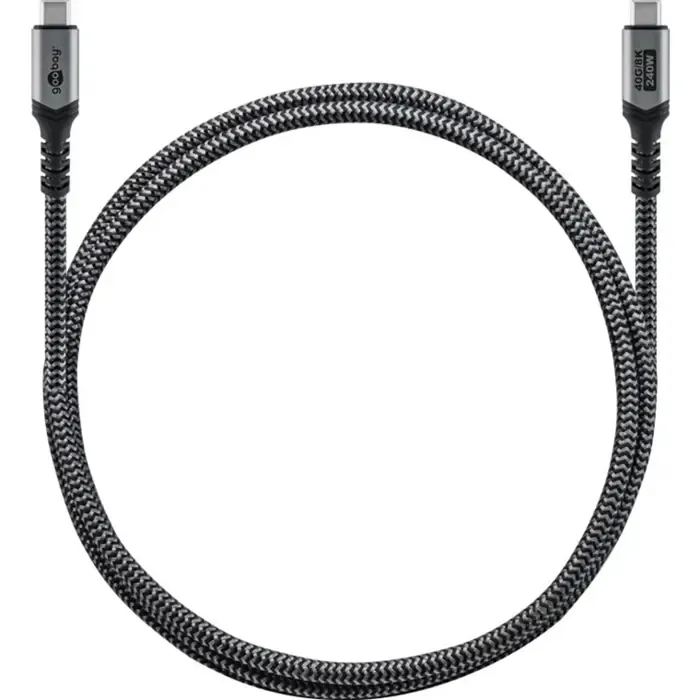 goobay usb4 gen 3x2 cable, usb-c plug > usb-c plug, 40gbit/s (black/gray, 0.5 meter, pd, charging with up to 240 watts) - slika 4