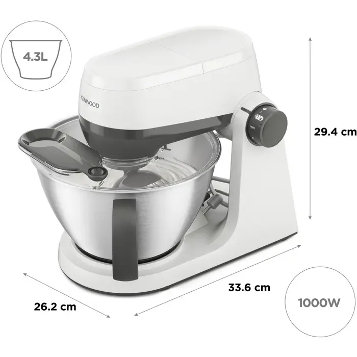 kenwood multi-tasker khc30.000wh (gray/white, 1,000 watts, 4.3 liter bowl with handle) - slika 2