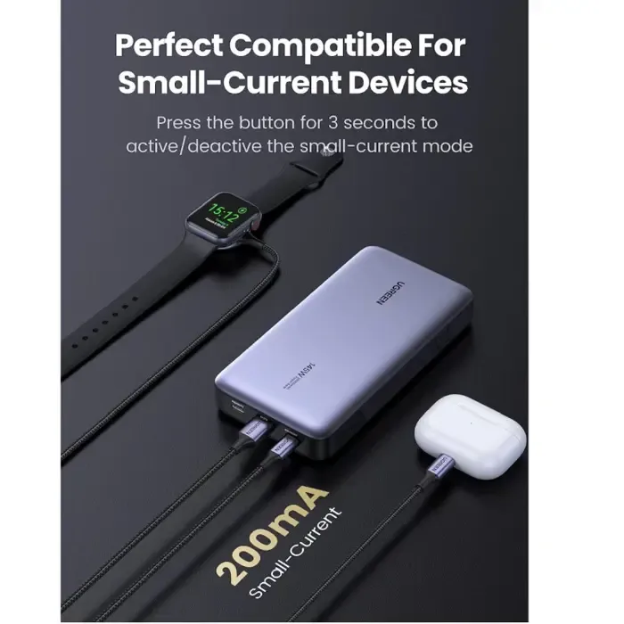 ugreen prijenosni punjač (powerbank), 25.000 mah, 145w, fast charging, usb-c, power delivery 3.0, sivi - slika 4