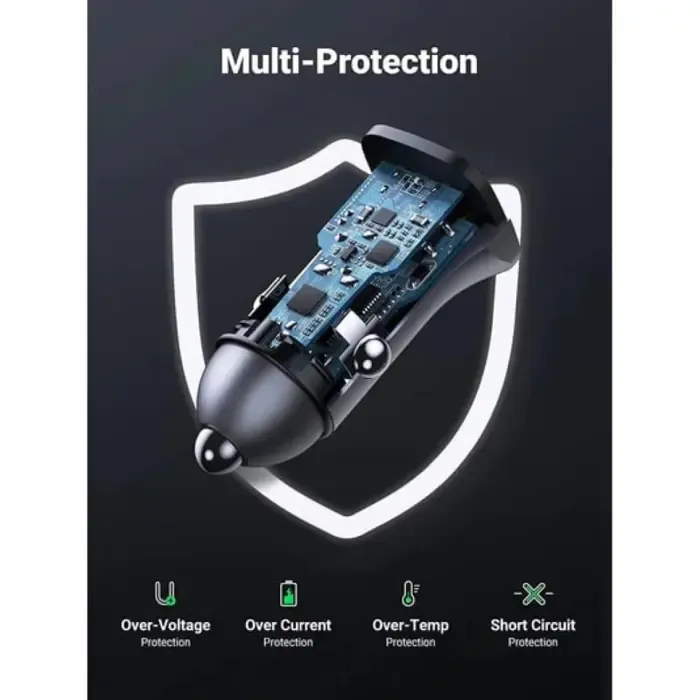 ugreen auto punjač, 24w, usb-c pd+usb-a qc, srebrni - slika 5