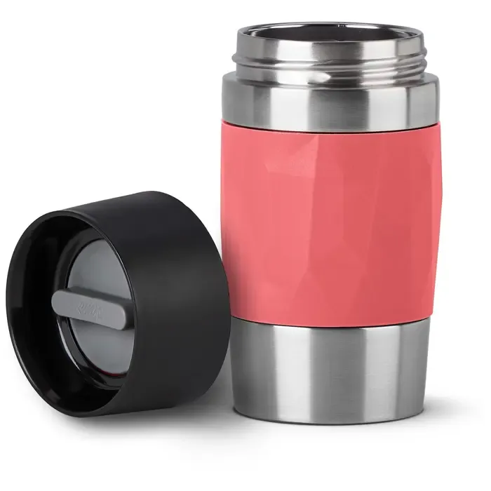 emsa travel mug compact thermal mug (coral/stainless steel, 0.3 liters, screw cap) - slika 2