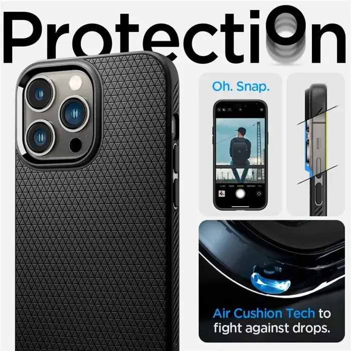 spigen liquid air, zaštitna maska za telefon, mat crna - iphone 14 pro - slika 4