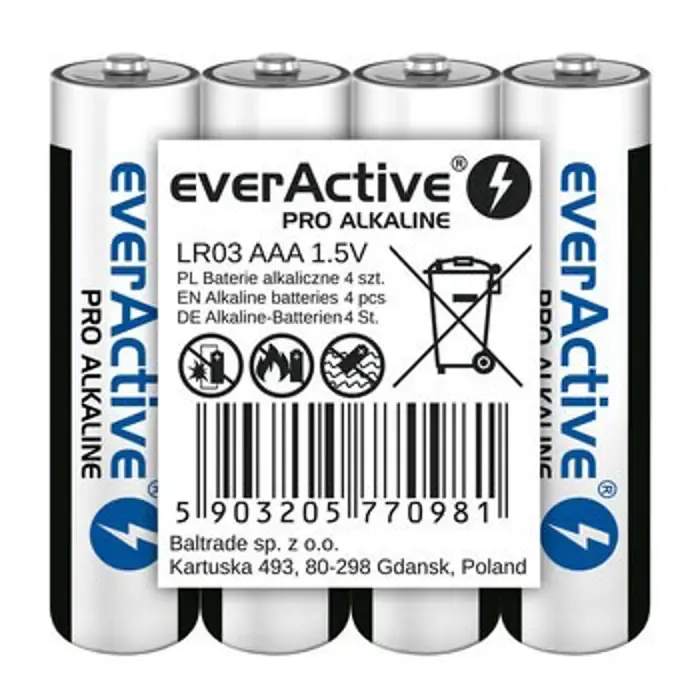 alkaline batteries aaa / lr03 everactive pro 4 pcs - slika 1