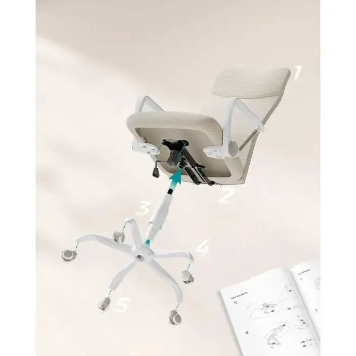 songmics ergonomski pisarniški stol bež - slika 2