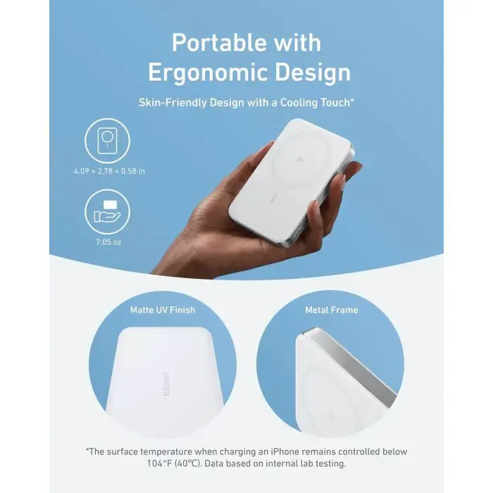 anker maggo 10k slim wireless powerbank, white - slika 2