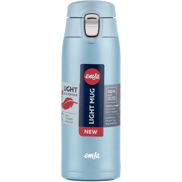 emsa travel mug light thermal mug (light blue, 0.4 liters, flip lid) - slika 2