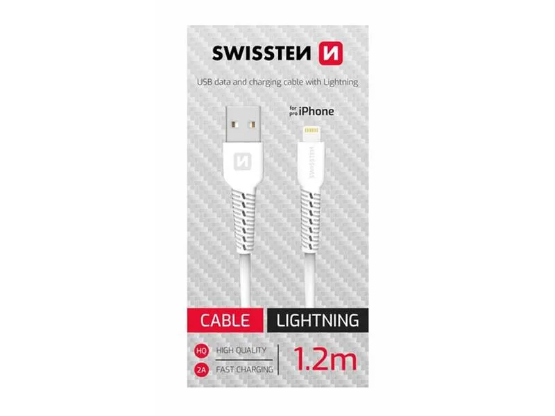 swissten kabel usb/lightning, 1.2m, bijeli, box - 03080096 - slika 1