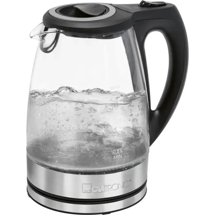 clatronic glass kettle wks 3744 g (black/silver, 2,200 watts, 1.7 liters) - slika 2