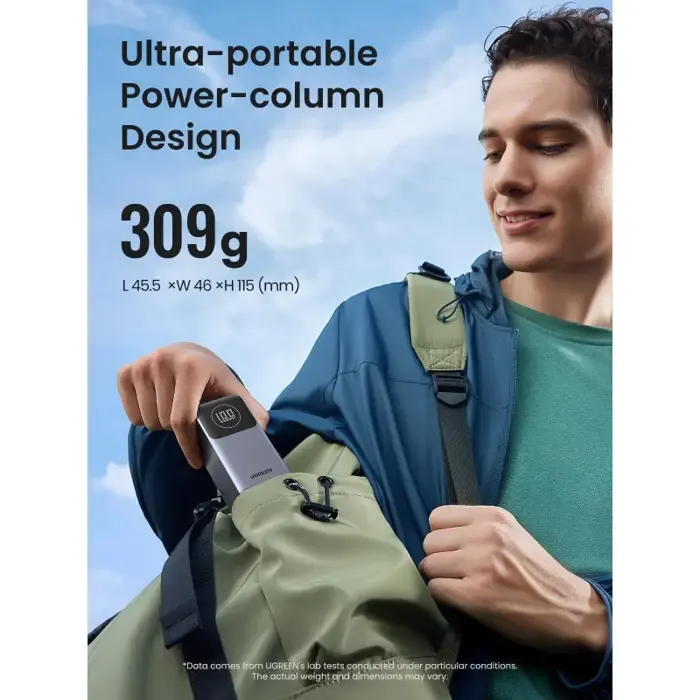 ugreen nexode prijenosni punjač (powerbank) 12000mah, 100w brzo punjenje, 1×usb-a/2×usb-c, pd3.0/qc3.0, sivi - slika 5