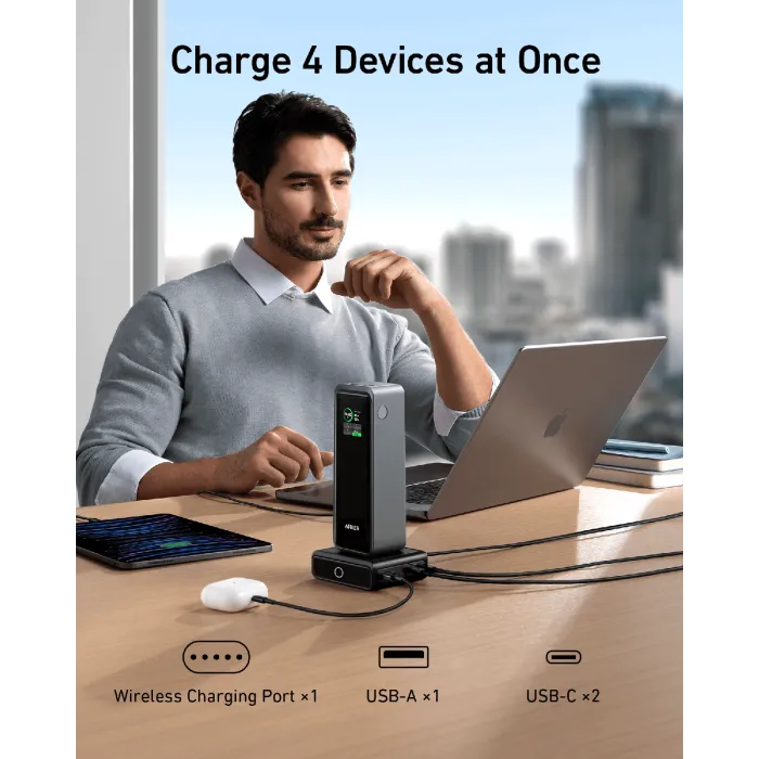 anker 100w charging base for prime powerbank, black - slika 3