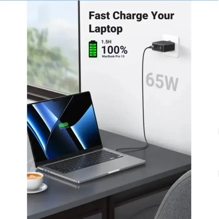 ugreen zidni punjač 65w, 1xusb-a, 3xusb-c, gan ii tech, qc4.0+, pd3.0, crni - slika 2