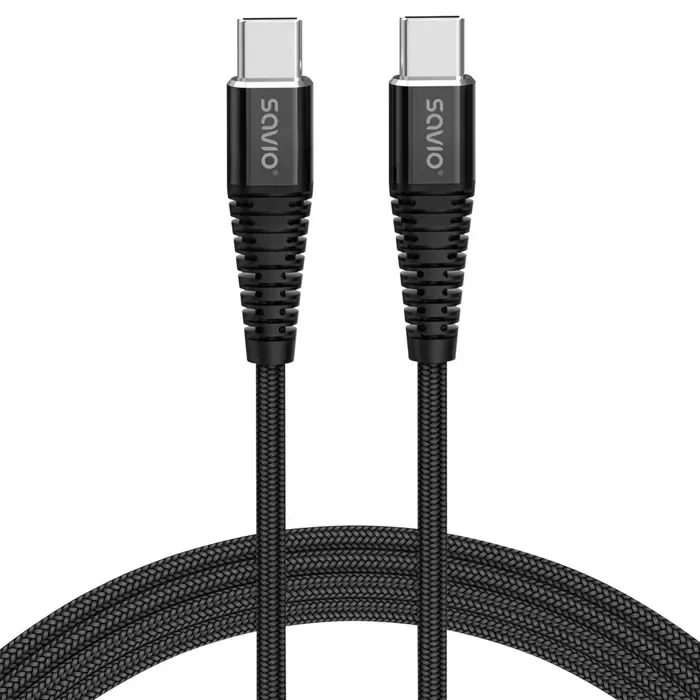 savio cl-160 usb cable 2 m usb 2.0 usb c - usb c black - slika 1