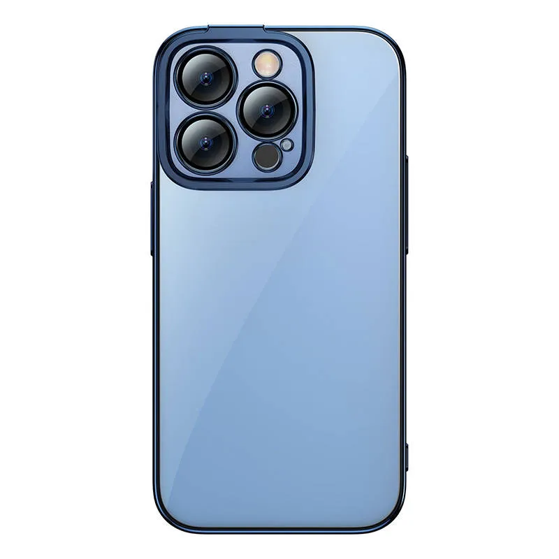 baseus glitter transparent case and tempered glass set for iphone 14 pro (blue) - slika 2