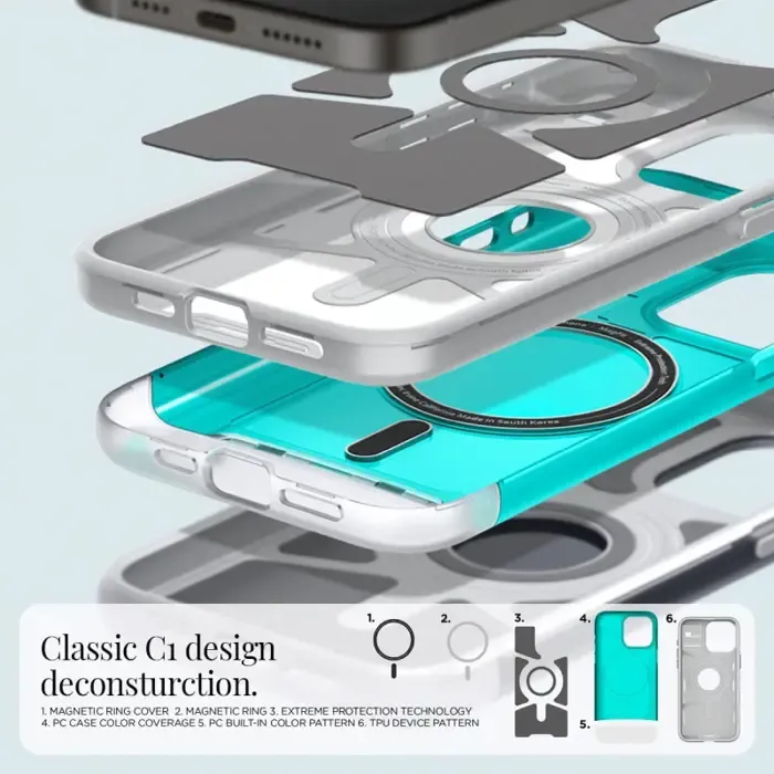 spigen classic c1 magsafe, bondi blue - iphone 15 pro - slika 5