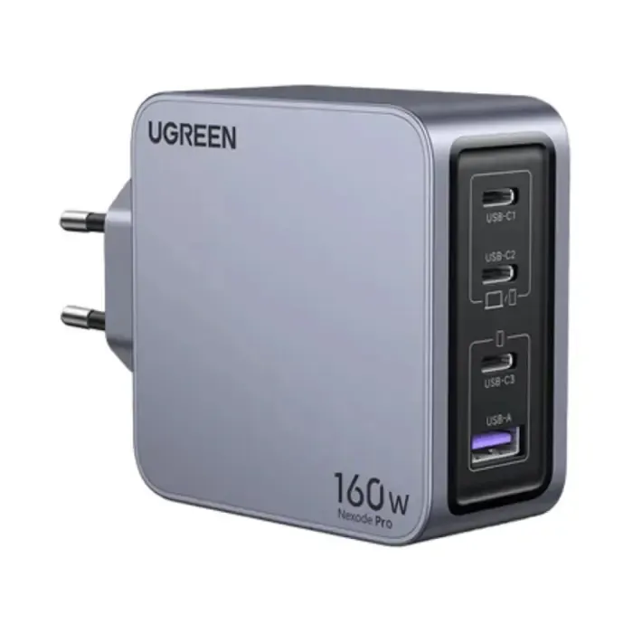 ugreen nexode pro, 160w, 3x usb-c, usb-a, usb-c kabel, gan, sivi - slika 2