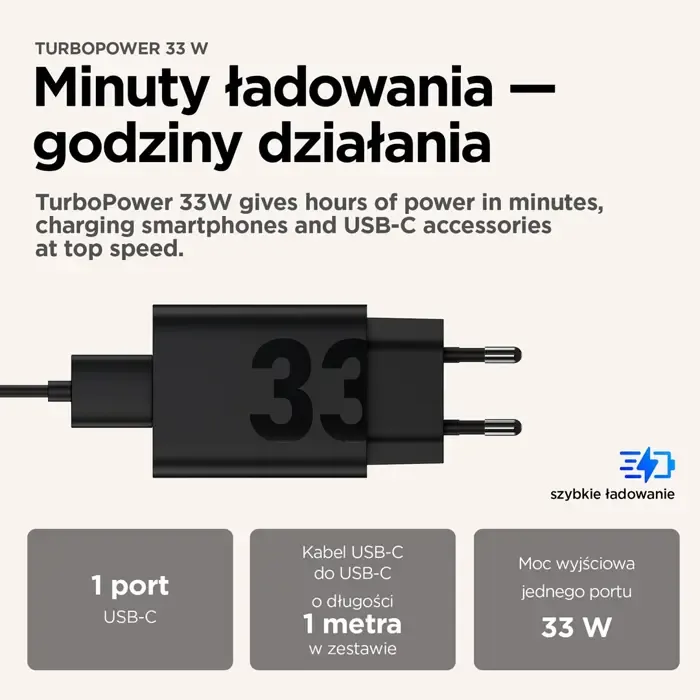 motorola turbopower 33w eu universal black ac fast charging indoor - slika 3