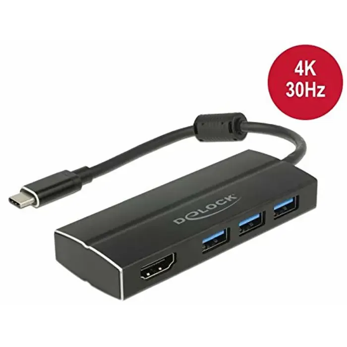 delock adapter usb c 3.1 > 3x usb 3.0 a hub + hdmi 4k - slika 1