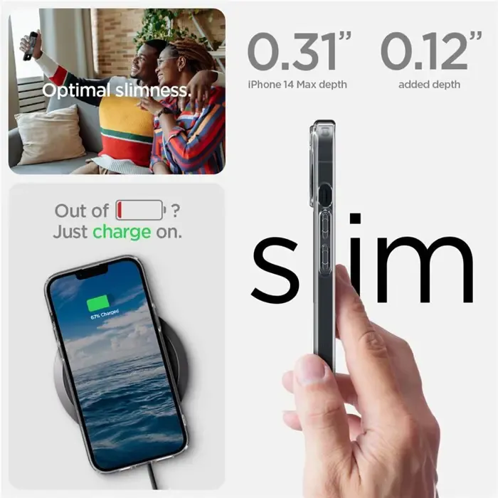 spigen crystal hybrid magsafe, zaštitna maska za telefon, prozirno-bijela - iphone 14 plus (acs04656) - slika 4