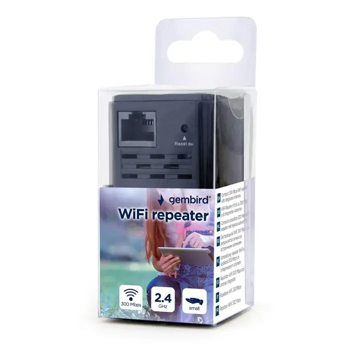 gembird wnp-rp300-03-bk bridge/repeater network repeater 300 mbit/s black - slika 2
