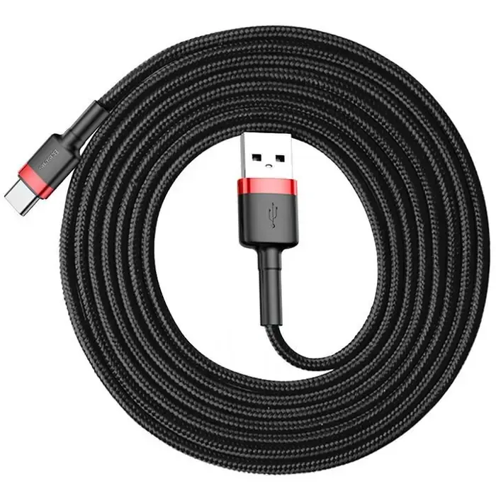 baseus usb to usb-c cable cafule 2m (red-black) - slika 2