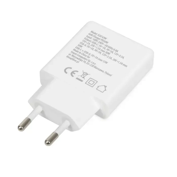 ibox c-43 slim gan pd30w wall charger, white - slika 4