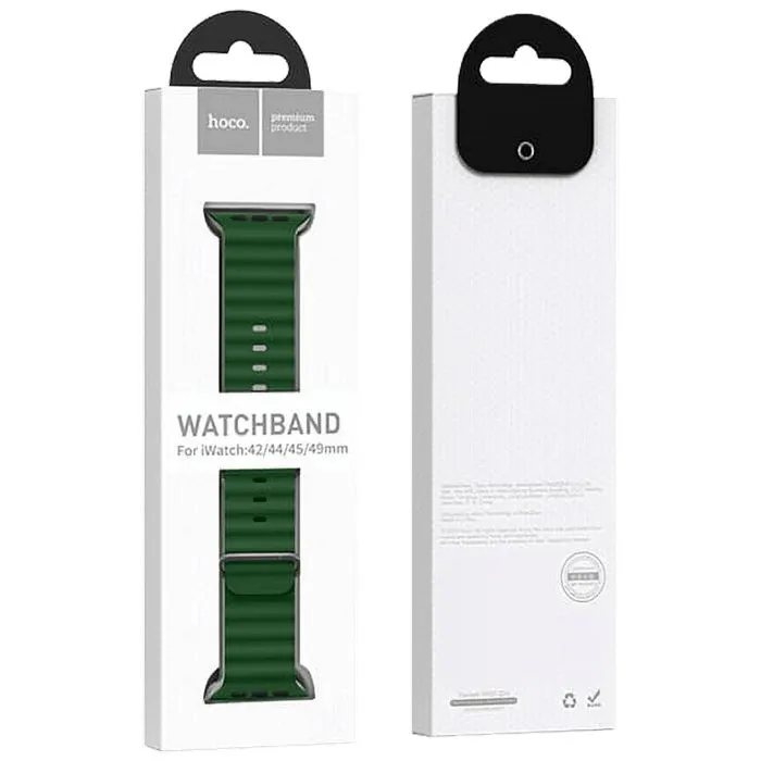 hoco. silikonski remen za iwatch, 42/44/45/49mm, zelena - iwatch wa12 alfa - slika 2