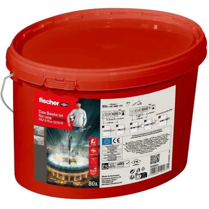 fischer bolt anchor faz ii plus 12/20 r in a bucket (stainless steel, 80 pieces) - slika 3
