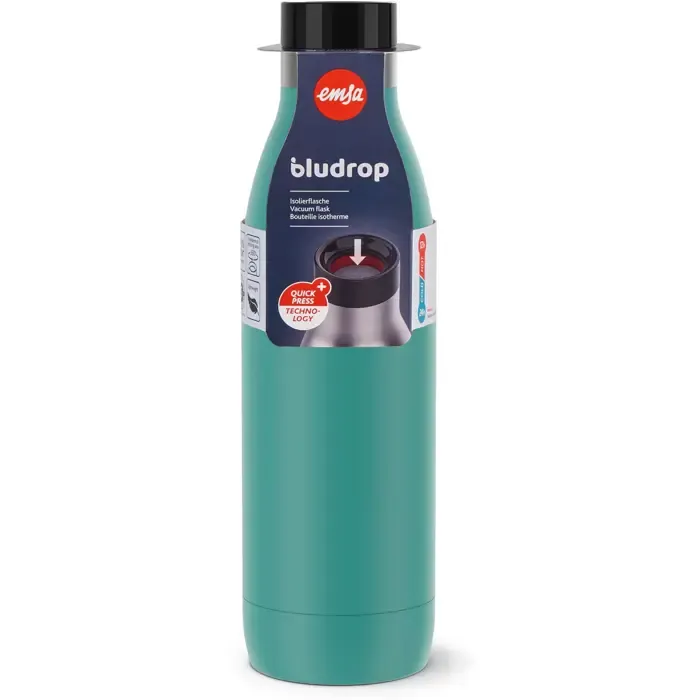 emsa bludrop color insulated drinking bottle 0.7 liters, thermos bottle (petrol, stainless steel) - slika 2