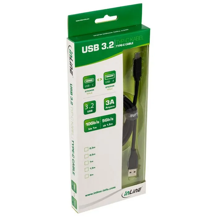 inline usb 3.2 gen.2 kabel, typ c auf a stecker/stecker, black - 1,5m 35714 - slika 3