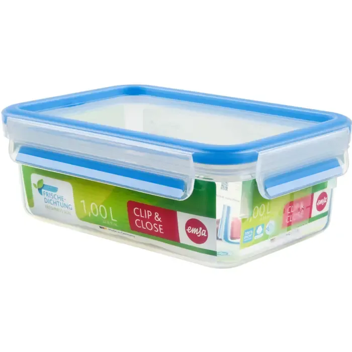 emsa clip & close frischhaltedose (transparent / blue, 1.0 liter, classical format) - slika 2