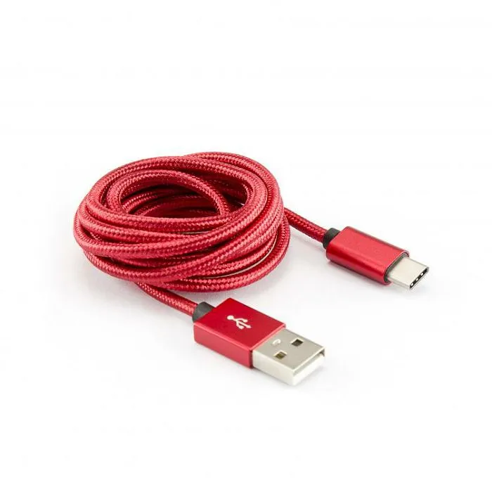 bit force presvučeni kabel usb a-usb c m/m 1,5m crveni - slika 2